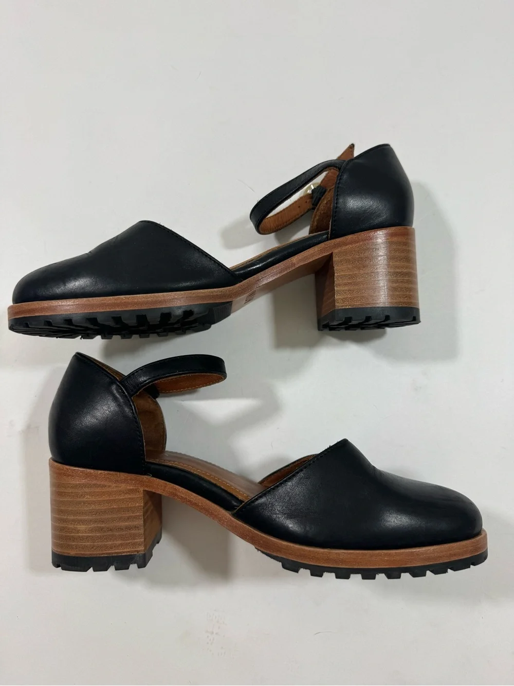 Patina Portland Leather Goods Mary Jane Block Heels Black